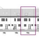 Die Plan- Ansicht der Nordseite eines Neubau- Reihenmittelhauses in Großkarolinenfeld